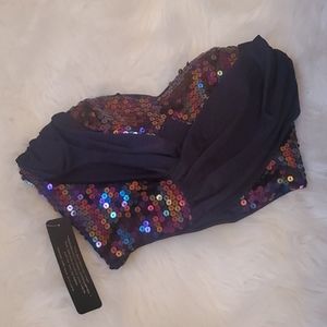 Bebe Sequin Crop Corset Top